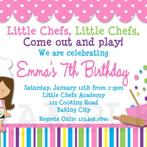 Cooking Birthday Party Invitation Cooking Baking Birthday Party ...