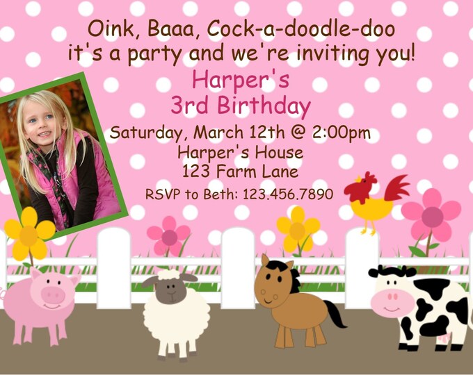 Farm Birthday Invitation Farm Birthday Party Invitation 1 Etsy