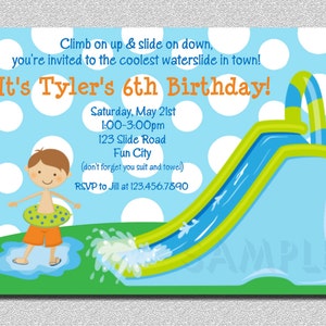 Waterslide Birthday Invitations, Water Slide Birthday Party Invitations, Printable Birthday Invitations, Kids Birthday Invitations image 1