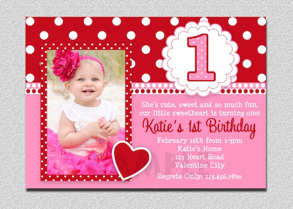 Valentines Birthday Invitation 1st Birthday Valentines Etsy