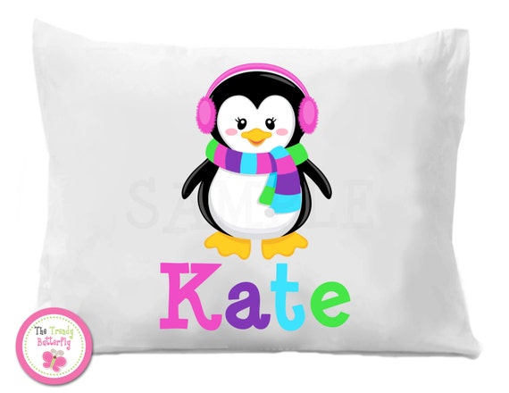 Penguin Personalized Pillowcase , Personalized Penguin Pillowcase Il_570xn