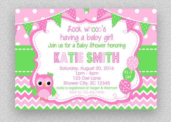 owl baby shower invitations girl