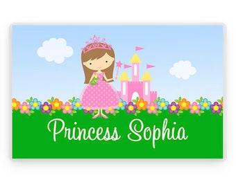 Personalised Princess Castle Girls Kids Children's Table Placemat & Coaster 