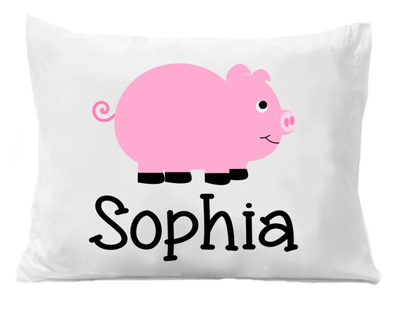 Pink Pig Personalized Pillow Case Personalized Pig Pillowcase