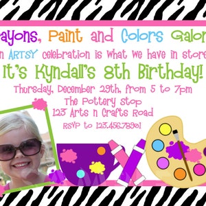 Arts and Crafts Birthday Party Invitation, Art Birthday Invitation, Pottery Birthday Party Invitation, Painting Birthday Invitation, Invite image 4