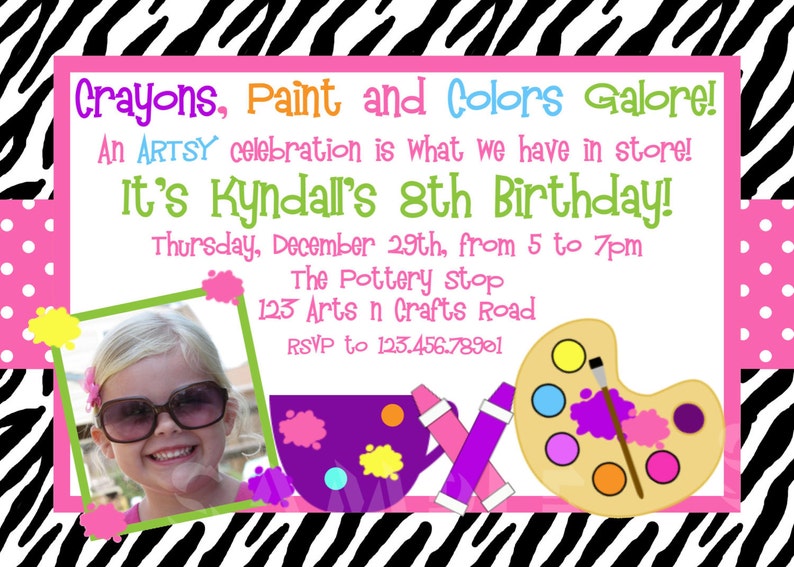 Arts and Crafts Birthday Party Invitation, Art Birthday Invitation, Pottery Birthday Party Invitation, Painting Birthday Invitation, Invite image 4