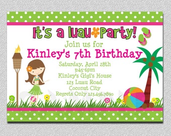 Luau Birthday Party Invitation (Printable)