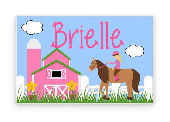 Horseback Riding Placemat, Kids Personalized Place Mat, Horse Personalized Gift, Horse Placemats, Horse Placemat, Kids Personalized Gifts Il_570xn