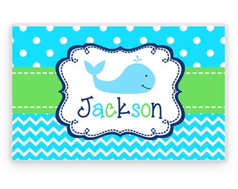 Whale Personalized Placemat, Customized Placemats for kids, Kids Placemat, Personalized Kids Gift