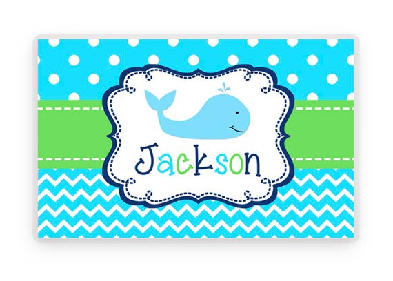 Whale Personalized Placemat, Customized Placemats for kids, Kids Placemat, Personalized Kids Gift Il_570xn