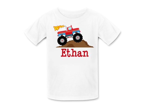 Monster Truck Shirt or Monster Truck Birthday Shirt, Personalized Monster truck, Personalized Birthday Shirts, Fire Truck Birthday Party Il_570xn