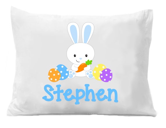 Easter Bunny, Easter Pillowcase , Children's Personalized Pillow Case Boy or Girl, Gift for Easter Basket, Easter Egg Hunt, Easter GIft Il_570xn