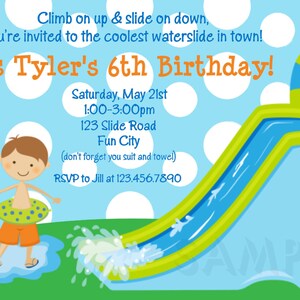 Waterslide Birthday Party Invitation, Inflatable Water slide Birthday Invitation, Girls Water slide Party, Summer Pool Party, Printable image 3