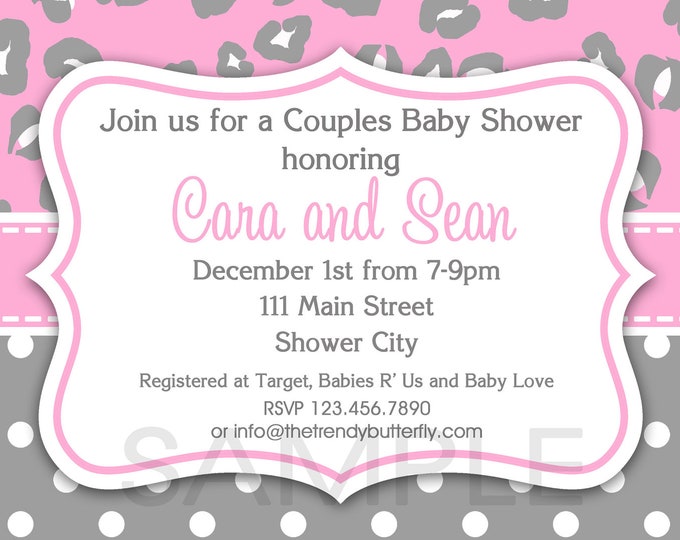 Cheetah Polka Baby Shower Invitation Cheetah Polka Dot - Etsy