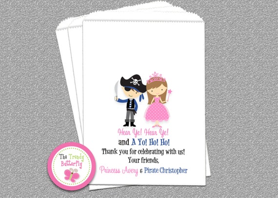 Princess Pirate Party Favor Bags, Candy Bags, Goody Bags, Party Favor Bag, Cookie Bags Il_570xn