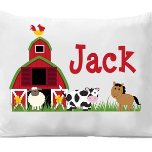 Farm Pillow Case , Boys Farm Pillowcase, Personalized Pillow Case, Farm Bedding image 1