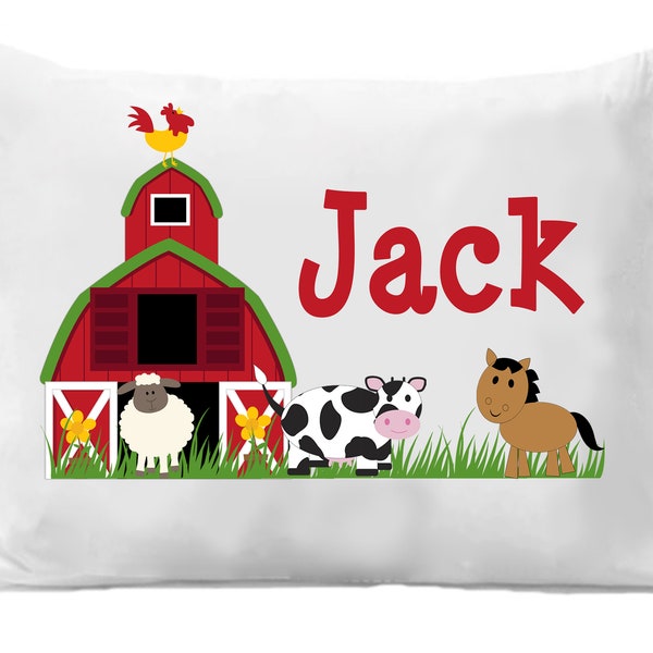 Farm Pillow Case , Boys Farm Pillowcase,  Personalized Pillow Case, Farm Bedding