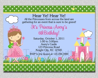 Princess Party Birthday Invitation,  Princess Birthday Party Invitations, Princess Party Invitation, Girls Party Invitation, Princess Party