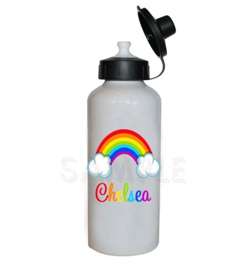 Rainbow Water Bottle Rainbow Personalized Water Bottle image 1