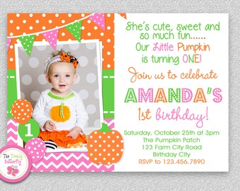 Pumpkin Birthday Invitation - Printable Party Invitation