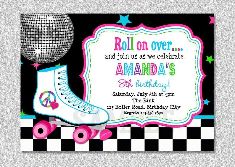 Roller Skating Birthday Invitation Rollerskating Birthday Party Invitation Skating Party Printable Invitation Printed Invitation