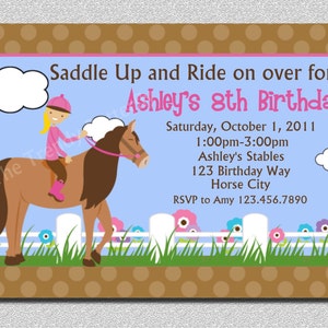 Horseback Riding Birthday Invitation, Girls Horseback Riding Birthday Party, Western Horse Birthday Party Invitations Printable