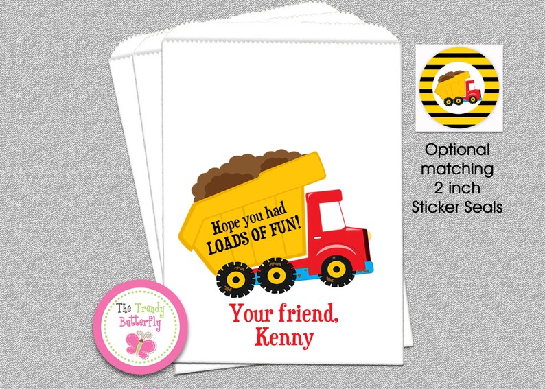 Party Favor Bag Dump Truck Candy Bags Construction Party Favors Cookie Bags Goody Bags