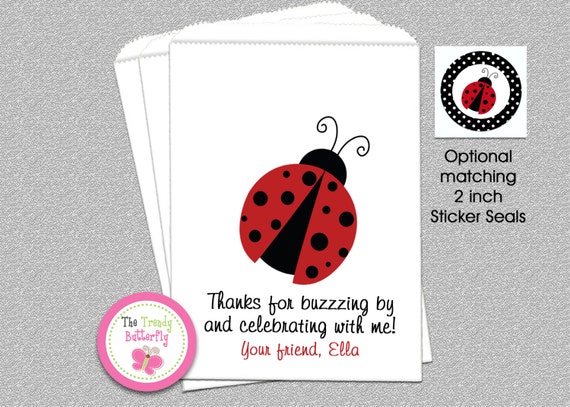 Ladybug Birthday Party Favor Bags, Lady Bug Candy Bags, Personalized Party Favor Bags, Goody Bags, Ladybug favors, Party bags personalized Il_570xn