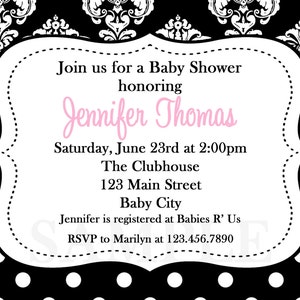 Damask Baby Shower Invitation Damask Baby Shower invitation image 2