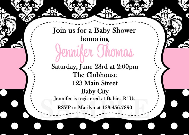 Damask Baby Shower Invitation Damask Baby Shower invitation image 2