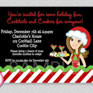 Cookie Exchange invitation,  Cookie Swap Invitation Cookies and Cocktails Invitation Printable