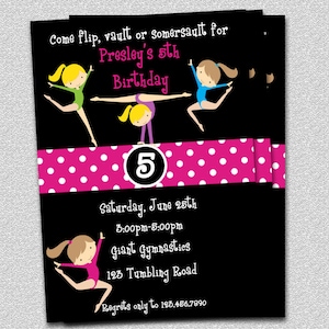 Gymnastics Birthday Invitation Gymnastics Birthday Party Invitations Printable Original Design image 1