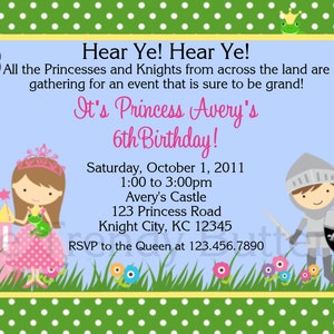 Princess Knight Party Invitation Princess Knight Birthday Party Invitations Twins Siblings Printable Boy and Girl image 2