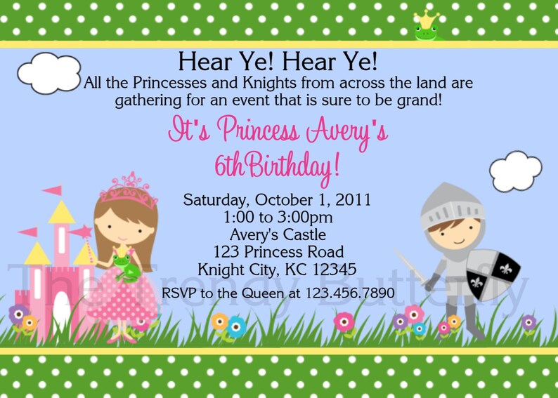 Princess Knight Party Invitation Princess Knight Birthday Party Invitations Twins Siblings Printable Boy and Girl image 2