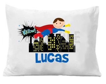Personalized Superhero Pillow Case: kids bedding, superhero