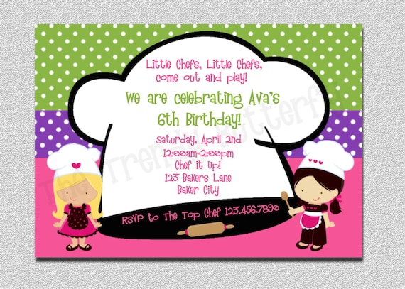 Chef Birthday Party Invitation Chef Cooking Party Invitations Printable Il_570xn