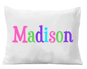 Monogram Pillowcase,  Girls Personalized Pillow case,  Printed Monogram Name Pillowcase, Girls Birthday Gift, Christmas Gift, Kids Gifts