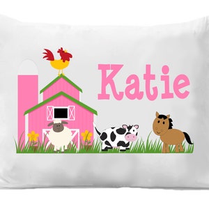 Farm Pillow Case , Boys Farm Pillowcase, Personalized Pillow Case, Farm Bedding image 2
