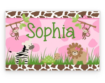 Jungle Animals Personalized Placemat, Kids Laminate Placemat