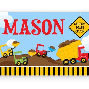 Personalized  Placemat, Kids Personalized Place Mat, Construction Truck Personalized Gift, Truck Place mats, Kids Personalized Gifts