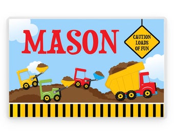 Personalized  Placemat, Kids Personalized Place Mat, Construction Truck Personalized Gift, Truck Place mats, Kids Personalized Gifts