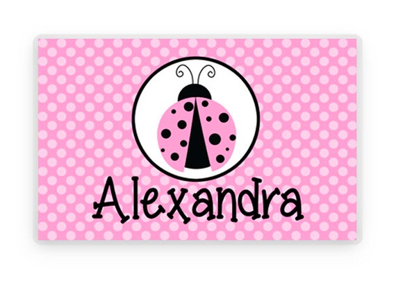 Pink Ladybug Place mat, Kids Personalized Place Mat, Child's Placemat, Laminated Place mat, Personalized Gift, Kids Gift, Childrens Gift Il_570xn