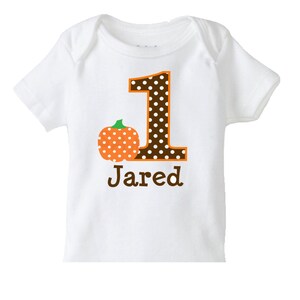 Fall Pumpkin Shirt , 1st Fall Halloween Birthday Tshirt or Bodysuit Boys or Girls image 2