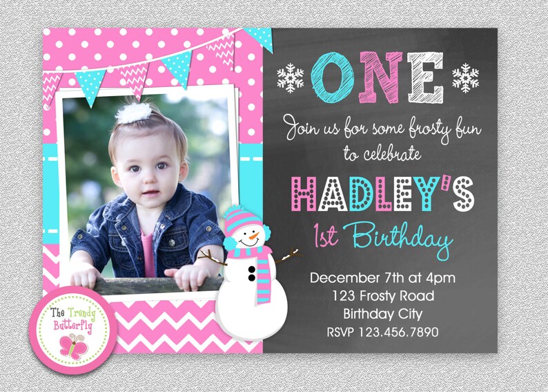 Snowman Winter Birthday Invitation , Snowman Birthday Invitation, Girls Snowman Birthday Party Invitation, Printed or Printable Invitations image 1