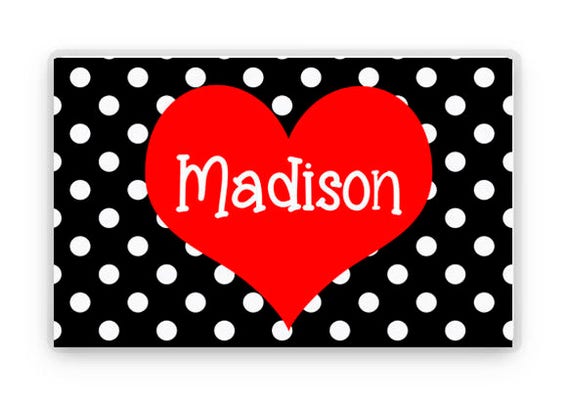 Valentine's Day, Personalized Placemat, Kids Heart Placemat, Childrens Heart Placemat, Childs Polka Dot Placemat, Valentine Gift Il_570xn