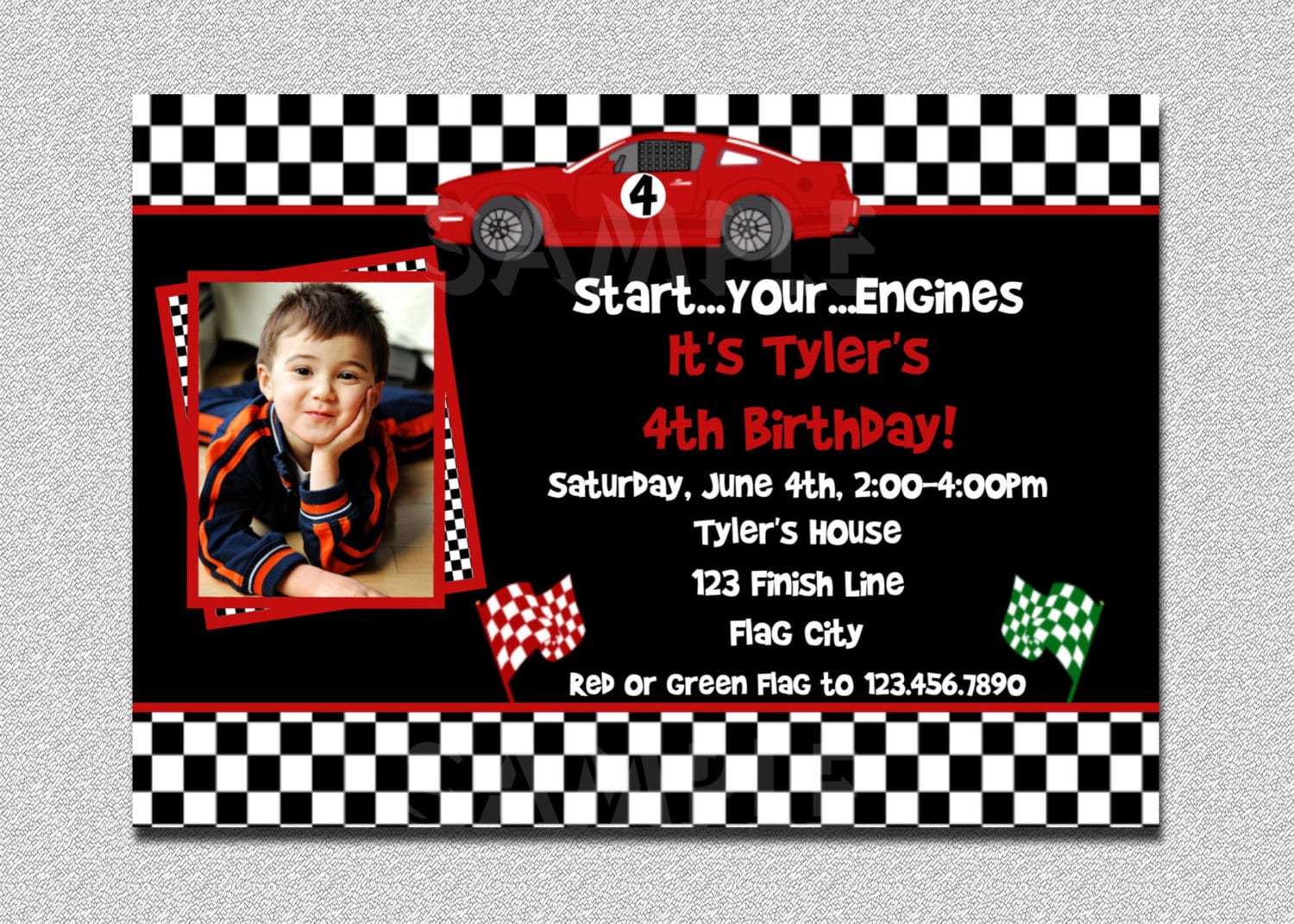 Race Car Birthday Invitation Race Car Birthday Party Etsy