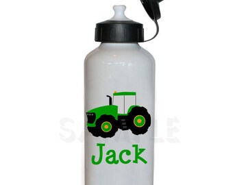 Personalized Water Bottle Green Tractor Personalized Water Bottle