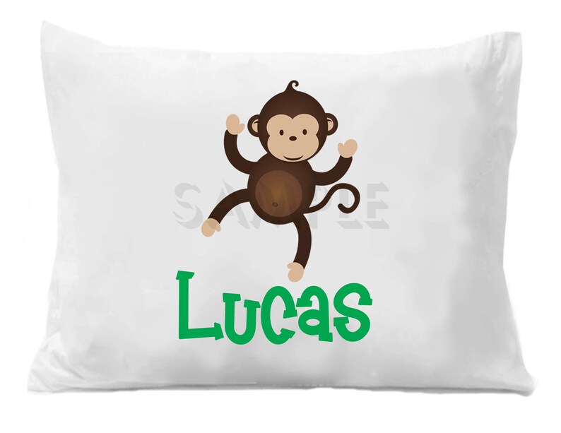 Personalized Pillow Case Monkey Personalized Pillowcase Boys Etsy