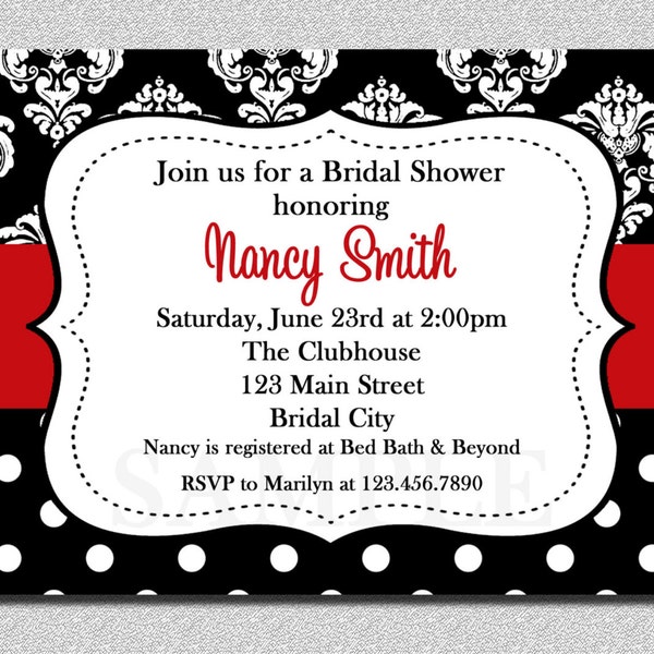 Damask Bridal Shower invitations Damask Baby Shower Invitation