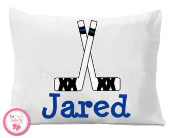 Hockey Stick Personalized Pillow Case , Hockey Sports Pillow Case